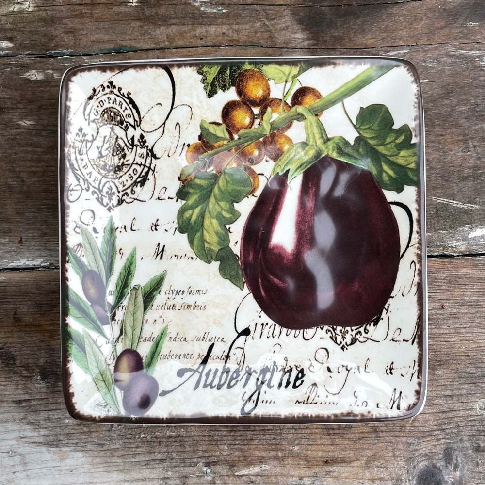 Eggplant Olive Branch ceramic appetizer plate